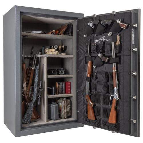 Amsec Safes Gun Safe American Securiyt NF Series - ETL 90 Minute Fire Rating, U.L. Listed RSC Burglary Rated, Stor-it PDO, (14) 1.5" Bolts, Gunmetal Gray Powder Coat, Black Nickel Hardware, ESL5 Electronic Lock Model: NF6036E5-LTN-F-GY-A