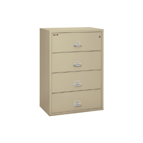 FireKing Business Safes 4 Drawer - 38" Wide (4-3822-C) / Parchment FIREKING Classic Lateral File Cabinet- High Security Key Lock