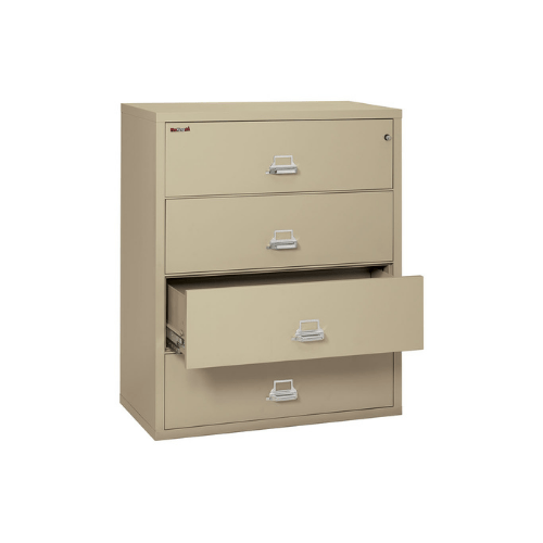 FireKing Business Safes 4 Drawer - 44" Wide (4-4422-C) / Parchment FIREKING Classic Lateral File Cabinet- High Security Key Lock